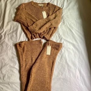 Knit sweater and flare bottom pants set